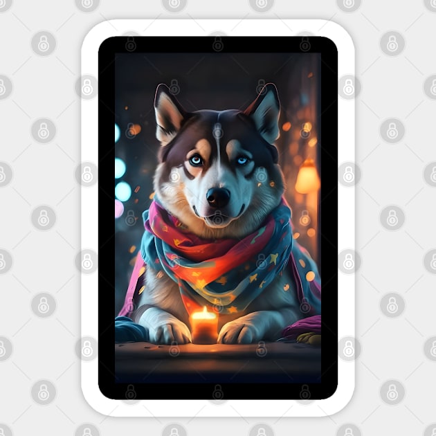 Cozy Siberian husky Sticker by Spaceboyishere